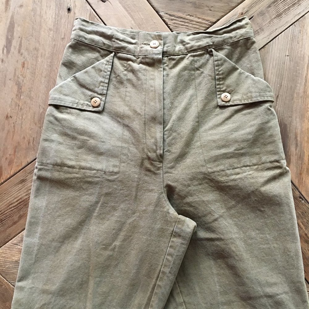 Ilana Kohn Olive Green High-Rise Wide-Leg Trousers